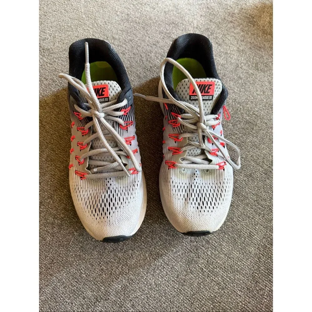 Nike Zoom Pegasus 33 Women’s Running Shoes Gray Pink Sneakers Size 8.5